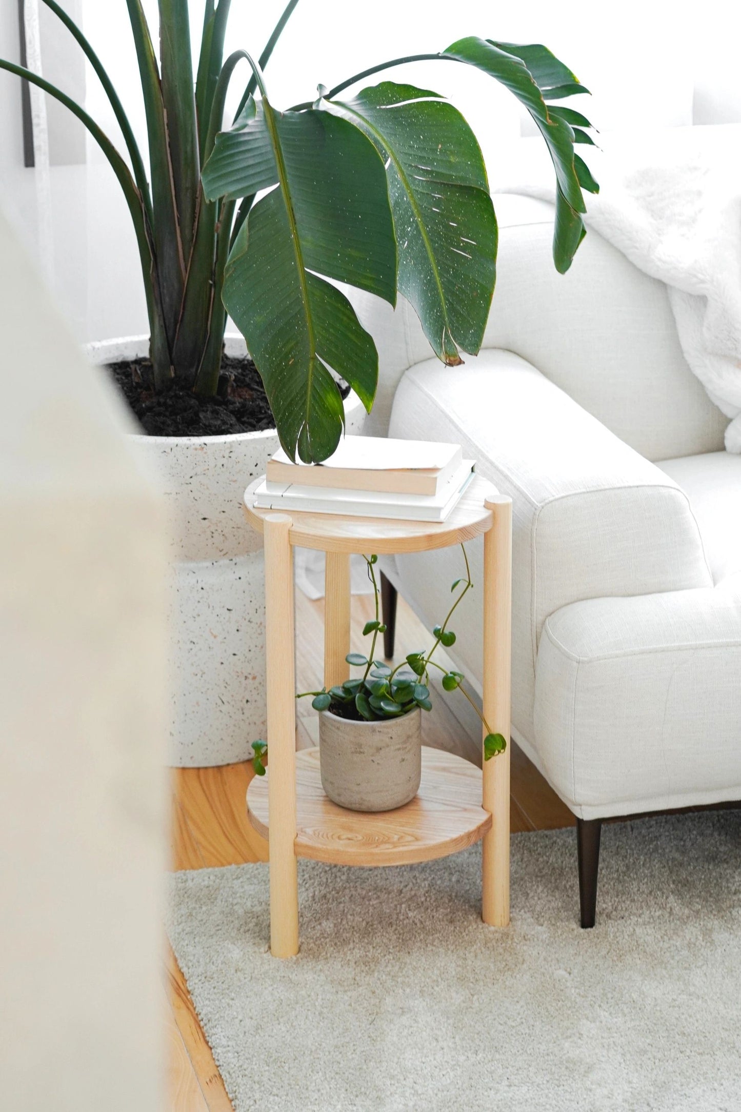 Wood Side Table Tall